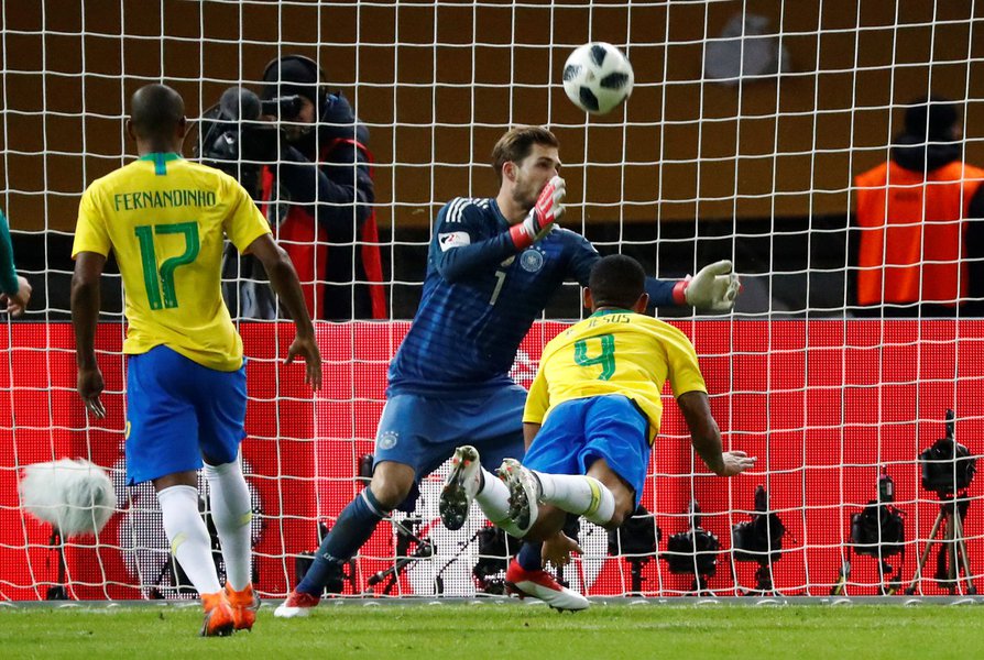 Gabriel Jesus marca gol da vitória do Brasil sobre a Alemanha em amistoso em Berlim 27/03/2018 REUTERS/Fabrizio Bensch (Foto: Gisele Federicce) Gabriel Jesus marca gol da vitória do Brasil sobre a Alemanha em amistoso em Berlim 27/03/2018 REUTERS/Fabrizio Bensch