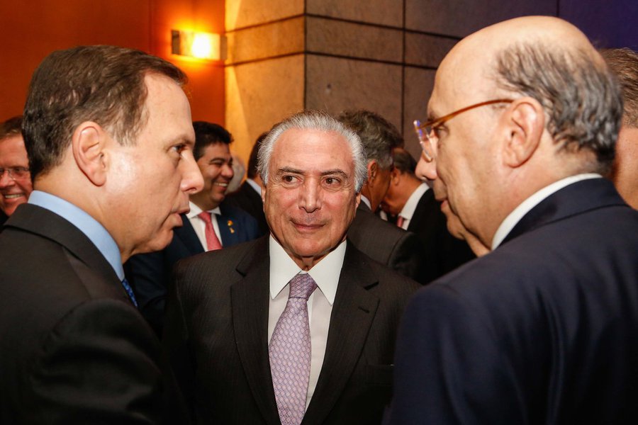 29/05/2017) (São Paulo - SP Brasil Presidente Michel Temer, Governador Geraldo Alckmim , João Doria e Henrique Meirelles no Jantado Fórum de Investimentos Brasil 2017. Foto: Marcos Corrêa/PR (Foto: Romulo Faro) 29/05/2017) (São Paulo - SP Brasil Presidente Michel Temer, Governador Geraldo Alckmim , João Doria e Henrique Meirelles no Jantado Fórum de Investimentos Brasil 2017. Foto: Marcos Corrêa/PR