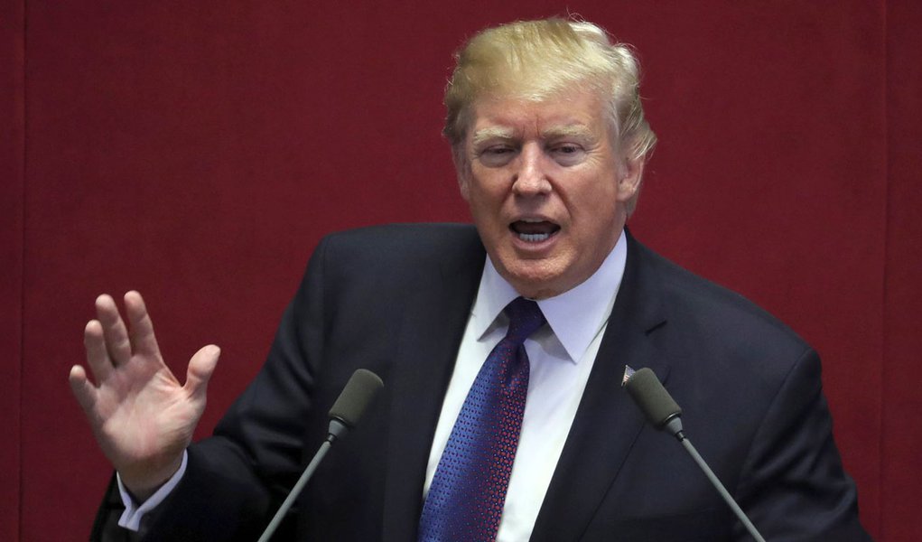 Trump faz discurso em Seul 8/11/2017 REUTERS/Lee Jin-man/Divulgação (Foto: Paulo Emílio) Trump faz discurso em Seul 8/11/2017 REUTERS/Lee Jin-man/Divulgação