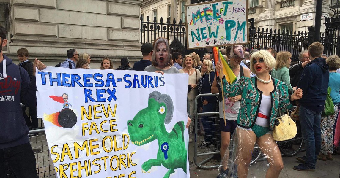 Protesto contra Theresa May (Foto: Leonardo Attuch) Protesto contra Theresa May