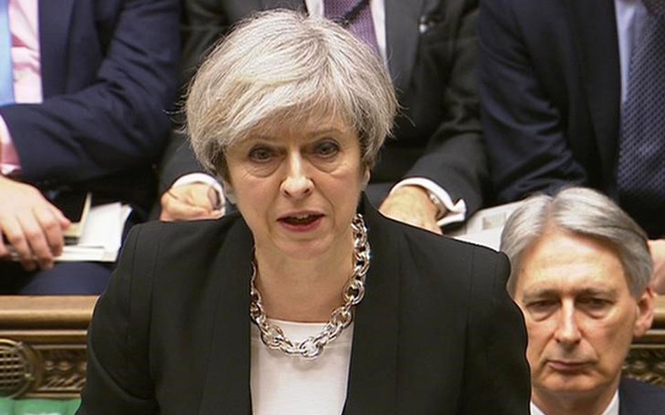 Primeira-ministra britânica, Theresa May, fala no Parlamento na manhã seguinte ao ataque em Westminster, Londres, Inglaterra 23/03/2017 (Foto: Leonardo Attuch) Primeira-ministra britânica, Theresa May, fala no Parlamento na manhã seguinte ao ataque em Westminster, Londres, Inglaterra 23/03/2017
