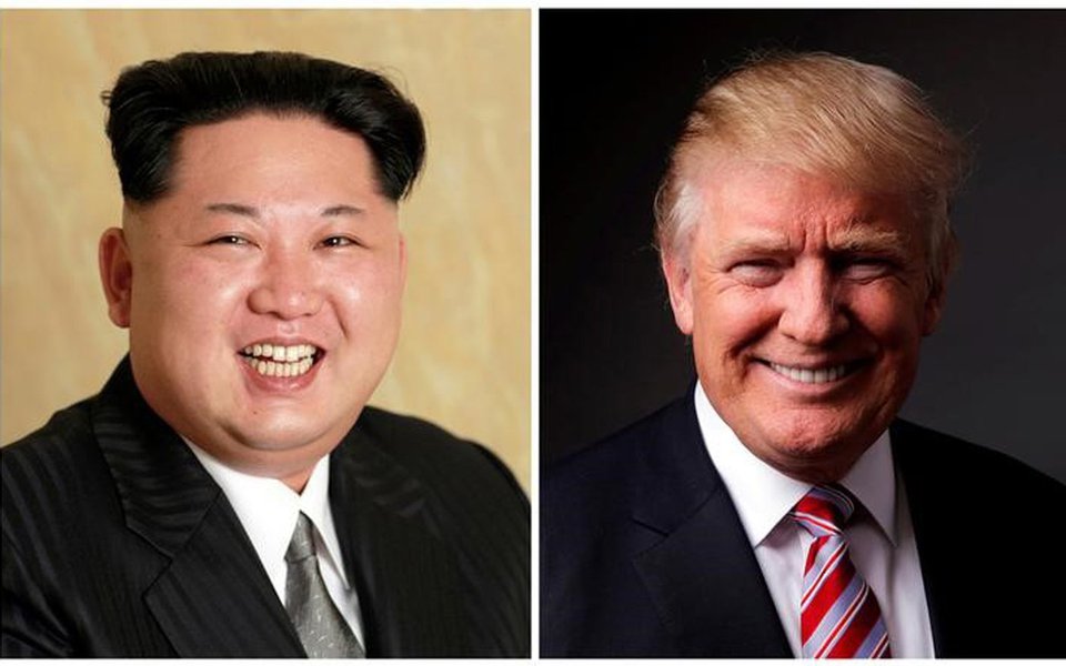 Montagem com fotos do líder da Coreia do Norte, Kim Jong Un, e do presidente dos Estados Unidos, Donald Trump REUTERS/KCNA Divulgação via REUTERS & REUTERS/Lucas Jackson (Foto: Giuliana Miranda) Montagem com fotos do líder da Coreia do Norte, Kim Jong Un, e do presidente dos Estados Unidos, Donald Trump REUTERS/KCNA Divulgação via REUTERS & REUTERS/Lucas Jackson
