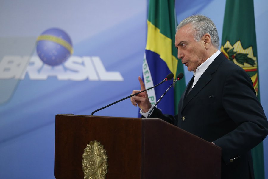 20/05/2017- Brasília- DF, Brasil- O presidente da República, Michel Temer, durante pronunciamento oficial, disse que vai pedir ao STF, a suspensão de inquérito até que gravação seja periciada Foto: José Cruz/Agência Brasil (Foto: Gisele Federicce) 20/05/2017- Brasília- DF, Brasil- O presidente da República, Michel Temer, durante pronunciamento oficial, disse que vai pedir ao STF, a suspensão de inquérito até que gravação seja periciada Foto: José Cruz/Agência Brasil