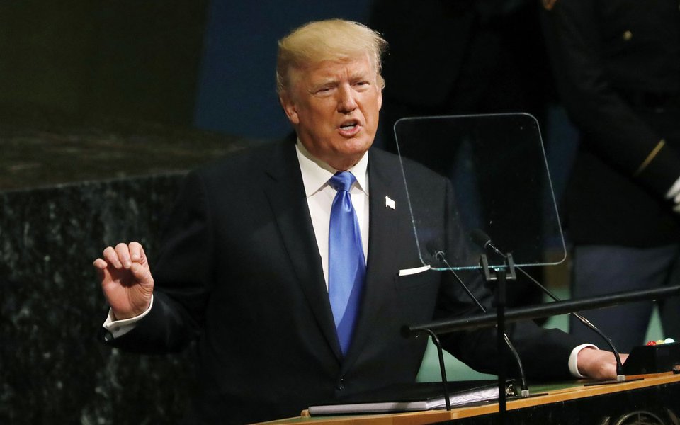 Presidente dos EUA, Donald Trump, em discurso na 72ª Assembleia Geral da ONU 19/09/2017 REUTERS/Shannon Stapleton (Foto: José Barbacena) Presidente dos EUA, Donald Trump, em discurso na 72ª Assembleia Geral da ONU 19/09/2017 REUTERS/Shannon Stapleton