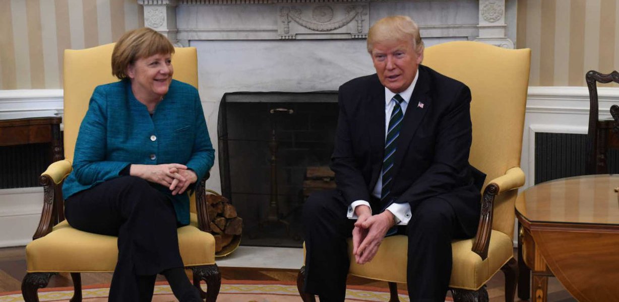 Presidente dos EUA, Donald Trump, e presidente da Alemanha, Angela Merkel (Foto: Paulo Emílio) Presidente dos EUA, Donald Trump, e presidente da Alemanha, Angela Merkel