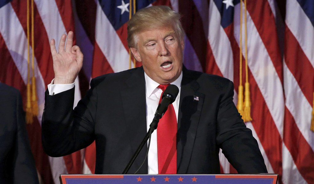 Presidente eleito dos Estados Unidos, Donald Trump, durante discurso em Manhattan. 09/11/2016 REUTERS/Mike Segar (Foto: Giuliana Miranda) Presidente eleito dos Estados Unidos, Donald Trump, durante discurso em Manhattan. 09/11/2016 REUTERS/Mike Segar