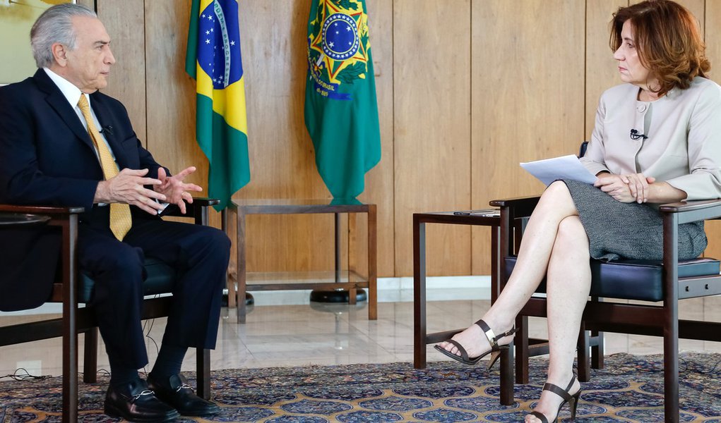 Brasília - DF, 13/10/2016. Presidente Michel Temer durante entrevista para Miriam Leitão da Globo News. Foto: Marcos Corrêa/PR (Foto: Miguel do Rosário) Brasília - DF, 13/10/2016. Presidente Michel Temer durante entrevista para Miriam Leitão da Globo News. Foto: Marcos Corrêa/PR