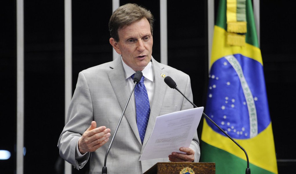 Senador Marcelo Crivella (PRB-RJ) apresenta balanço de sua atuação no Ministério da Pesca e Aquicultura (Foto: Valter Lima) Senador Marcelo Crivella (PRB-RJ) apresenta balanço de sua atuação no Ministério da Pesca e Aquicultura