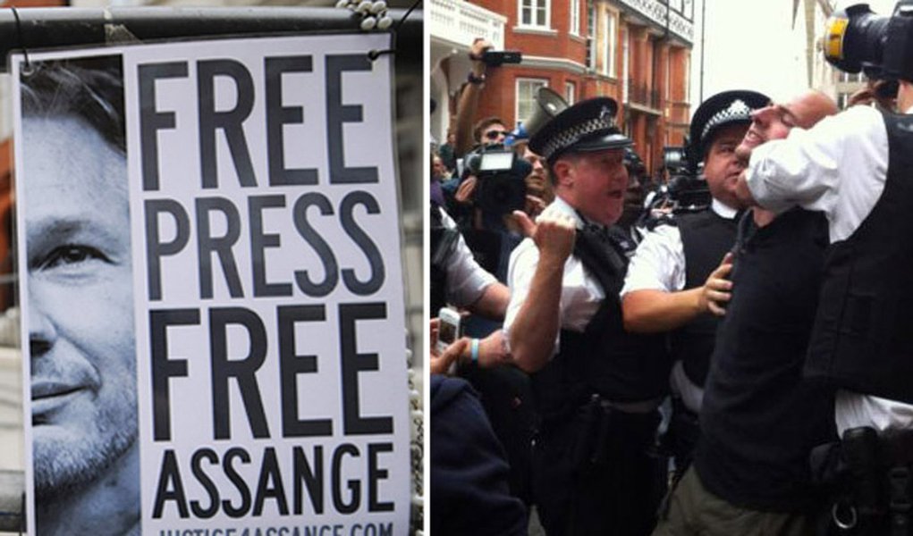 Inglaterra nega salvo conduto a Assange (Foto: Montagem/247) Inglaterra nega salvo conduto a Assange