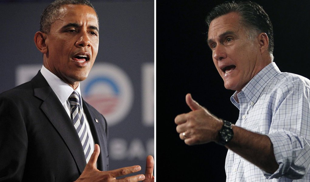 Obama e Romney trocam farpas na disputa por Estados-chave (Foto: Edição/247) Obama e Romney trocam farpas na disputa por Estados-chave