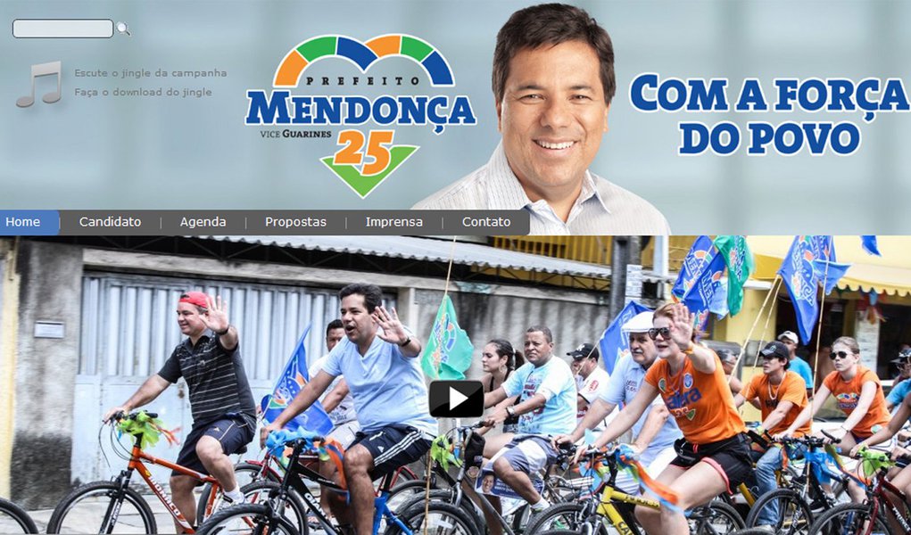Mendonça lança site para campanha (Foto: Reprodução internet) Mendonça lança site para campanha
