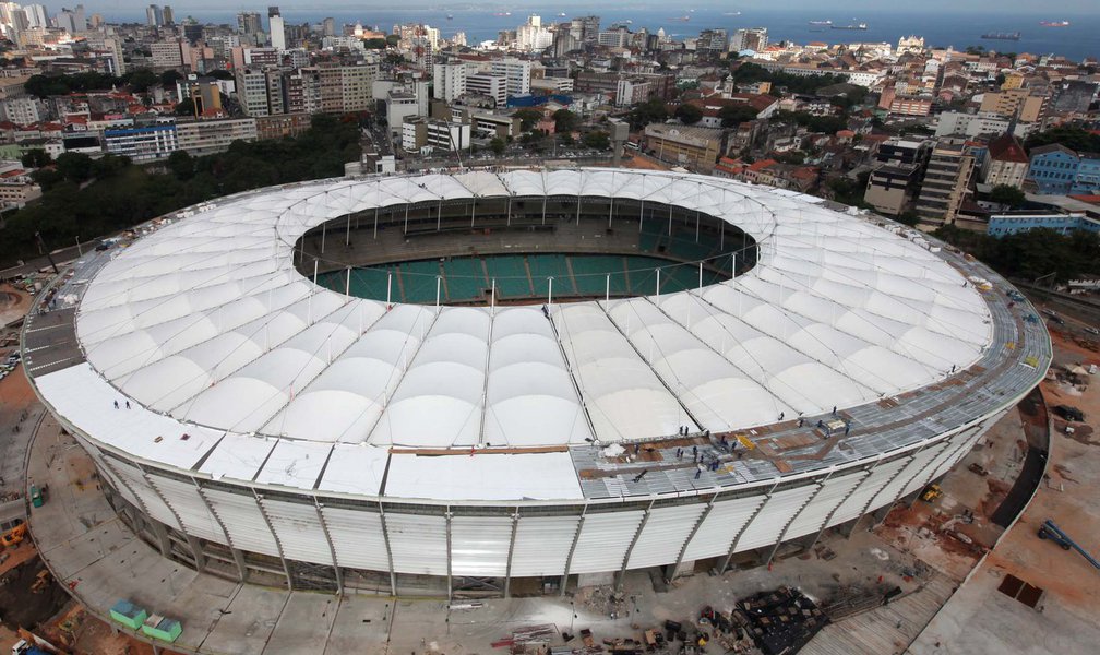 Cobertura da Arena Fonte Nova está pronta (Foto: Secom) Cobertura da Arena Fonte Nova está pronta