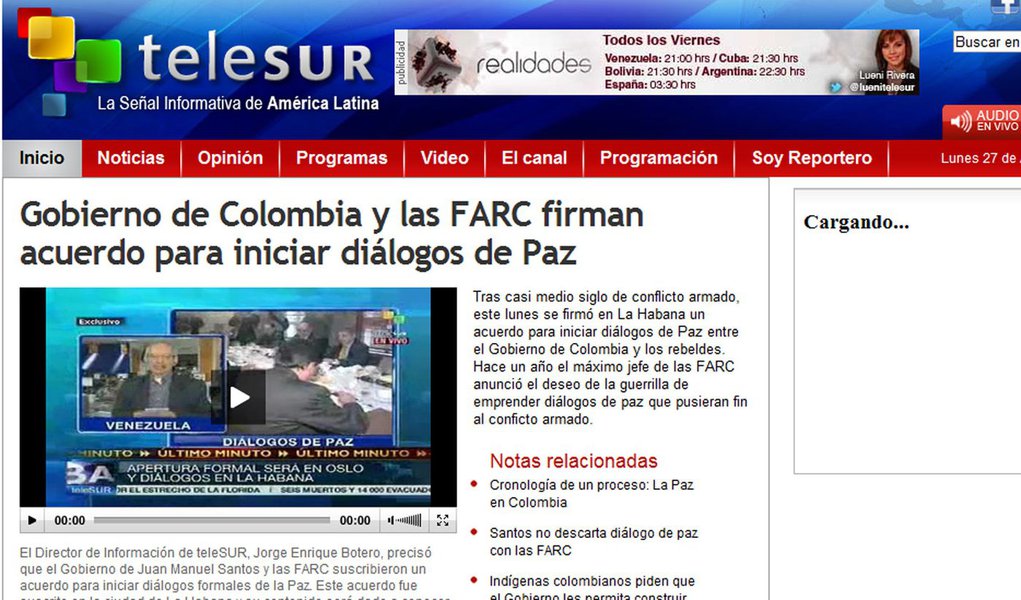 Colômbia não confirma negociações de paz com as FARC (Foto: Reprodução) Colômbia não confirma negociações de paz com as FARC