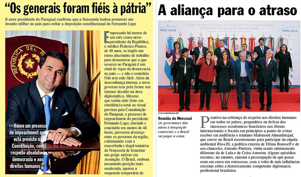 No Paraguai, Veja está com Franco e não abre (Foto: Edição/247) No Paraguai, Veja está com Franco e não abre