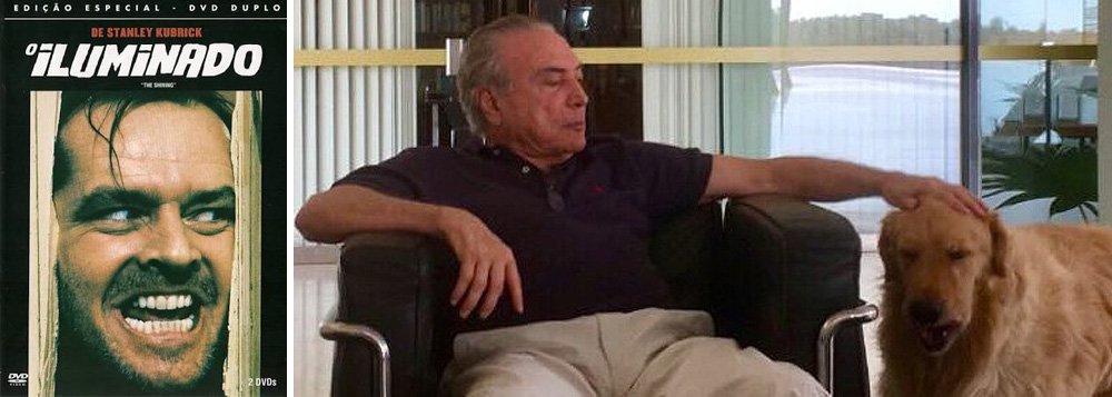 Temer referia-se a'O Iluminado. Na hora me veio a imagem pavorosa de Jack Nicholson. O velho Jack, ainda jovem, atormentado por espíritos sombrios no interior de um hotel gigantesco no meio do nada (Foto: Lelê Teles) Temer referia-se a'O Iluminado. Na hora me veio a imagem pavorosa de Jack Nicholson. O velho Jack, ainda jovem, atormentado por espíritos sombrios no interior de um hotel gigantesco no meio do nada