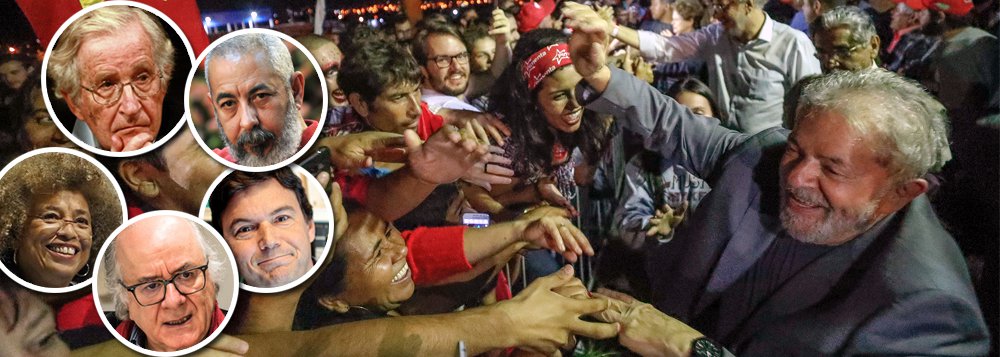 Trezentos acadêmicos e intelectuais acabam de lançar um manifesto intitulado "Lula da Silva é um prisioneiro político. Lula Livre!"; o documento declara que a comunidade internacional deve pedir sua imediata libertação. O manifesto é assinado por juristas, intelectuais e acadêmicos de grande peso, como Tariq Ali, Noam Chomsky, Angela Davis, Leonardo Padura, Thomas Piketty, Boaventura de Sousa Santos e Slavoj Žižek (Foto: Mauro Lopes) Trezentos acadêmicos e intelectuais acabam de lançar um manifesto intitulado "Lula da Silva é um prisioneiro político. Lula Livre!"; o documento declara que a comunidade internacional deve pedir sua imediata libertação. O manifesto é assinado por juristas, intelectuais e acadêmicos de grande peso, como Tariq Ali, Noam Chomsky, Angela Davis, Leonardo Padura, Thomas Piketty, Boaventura de Sousa Santos e Slavoj Žižek