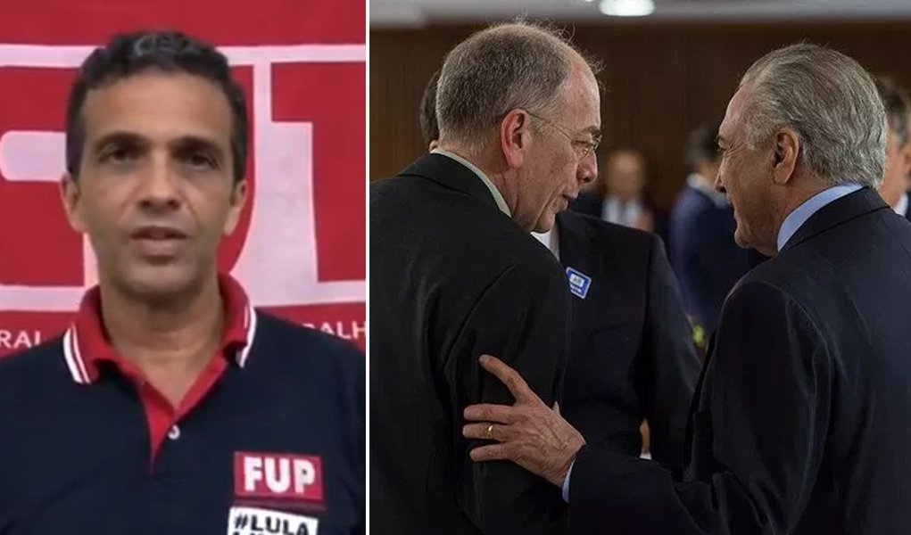 O coordenador da FUP, José Maria Rangel, nomeia os dois grandes culpados pelos preços abusivos dos combustíveis no Brasil: Michel Temer e Pedro Parente, a quem ele deu o comando da Petrobras; "Os acionistas da Petrobrás estão rindo de orelha a orelha com os reajustes diários. Mais de 121 reajustes foram feitos desde que essa política foi implantada. Os preços da gasolina e do diesel sofreram aumentos de mais de 50%. Esse é o preço da irresponsabilidade dos senhores Michel Temer e Pedro Parente. Mas, a mídia não fala", afirma (Foto: Aquiles Lins) O coordenador da FUP, José Maria Rangel, nomeia os dois grandes culpados pelos preços abusivos dos combustíveis no Brasil: Michel Temer e Pedro Parente, a quem ele deu o comando da Petrobras; "Os acionistas da Petrobrás estão rindo de orelha a orelha com os reajustes diários. Mais de 121 reajustes foram feitos desde que essa política foi implantada. Os preços da gasolina e do diesel sofreram aumentos de mais de 50%. Esse é o preço da irresponsabilidade dos senhores Michel Temer e Pedro Parente. Mas, a mídia não fala", afirma