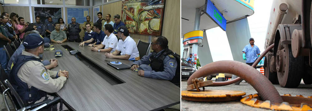 Operação do governo do Maranhão criou escolta policial para caminhões-tanque circularem em São Luís e no interior para abastecimento de postos e serviços essenciais; "Embora a responsabilidade seja da União, entramos com a segurança para garantir os serviços essenciais, o funcionamento do transporte coletivo e também o abastecimento das cidades”, disse o governador Flávio Dino (Foto: Voney Malta) Operação do governo do Maranhão criou escolta policial para caminhões-tanque circularem em São Luís e no interior para abastecimento de postos e serviços essenciais; "Embora a responsabilidade seja da União, entramos com a segurança para garantir os serviços essenciais, o funcionamento do transporte coletivo e também o abastecimento das cidades”, disse o governador Flávio Dino