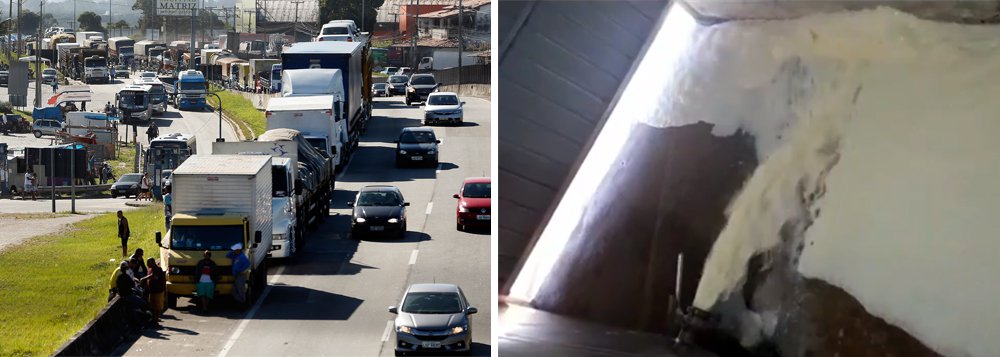 A alta do óleo diesel e a consequente greve dos caminhoneiros continuam jogando pressão em cima do governo Temer; na região de Passos, no Sul de Minas Gerais, por exemplo, cerca de 500 mil litros de leite foram jogados fora porque o produto se estraga facilmente; não há transporte para o produto (Foto: Leonardo Lucena) A alta do óleo diesel e a consequente greve dos caminhoneiros continuam jogando pressão em cima do governo Temer; na região de Passos, no Sul de Minas Gerais, por exemplo, cerca de 500 mil litros de leite foram jogados fora porque o produto se estraga facilmente; não há transporte para o produto