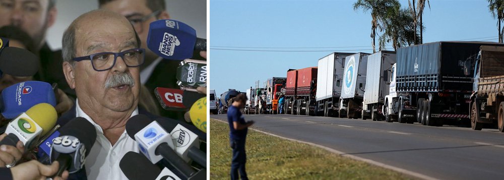 O presidente da Associação Brasileira dos Caminhoneiros (Abcam), José da Fonseca Lopes, deixou uma reunião na Casa Civil antes do término e afirmou que a entidade mantém posição de manutenção da greve, mas que outras organizações da categoria aceitaram suspender temporariamente a paralisação; "Enquanto presidente do Senado, Eunício Oliveira (MDB-CE), não entregar projeto votado e assinado pelo presidente (Michel Temer), da minha parte não levanto o movimento", disse (Foto: Paulo Emílio) O presidente da Associação Brasileira dos Caminhoneiros (Abcam), José da Fonseca Lopes, deixou uma reunião na Casa Civil antes do término e afirmou que a entidade mantém posição de manutenção da greve, mas que outras organizações da categoria aceitaram suspender temporariamente a paralisação; "Enquanto presidente do Senado, Eunício Oliveira (MDB-CE), não entregar projeto votado e assinado pelo presidente (Michel Temer), da minha parte não levanto o movimento", disse