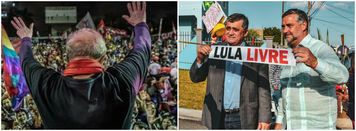 Após visita a Lula na Polícia Federal em Curitiba, os deputados Paulo Pimenta (PT-RS) e José Guimarães (PT-CE) trouxeram uma mensagem do ex-presidente: "ele diz que está bem, a saúde está bem, pode dizer para todos que eu estou voltando"; "Nada abala a convicção que ele tem de que o povo está com ele", relatou Pimenta; "Só tem um jeito de ele não ser candidato: se rasgarem a Constituição", declarou Guimarães; assista à coletiva dos parlamentares (Foto: Gisele Federicce) Após visita a Lula na Polícia Federal em Curitiba, os deputados Paulo Pimenta (PT-RS) e José Guimarães (PT-CE) trouxeram uma mensagem do ex-presidente: "ele diz que está bem, a saúde está bem, pode dizer para todos que eu estou voltando"; "Nada abala a convicção que ele tem de que o povo está com ele", relatou Pimenta; "Só tem um jeito de ele não ser candidato: se rasgarem a Constituição", declarou Guimarães; assista à coletiva dos parlamentares