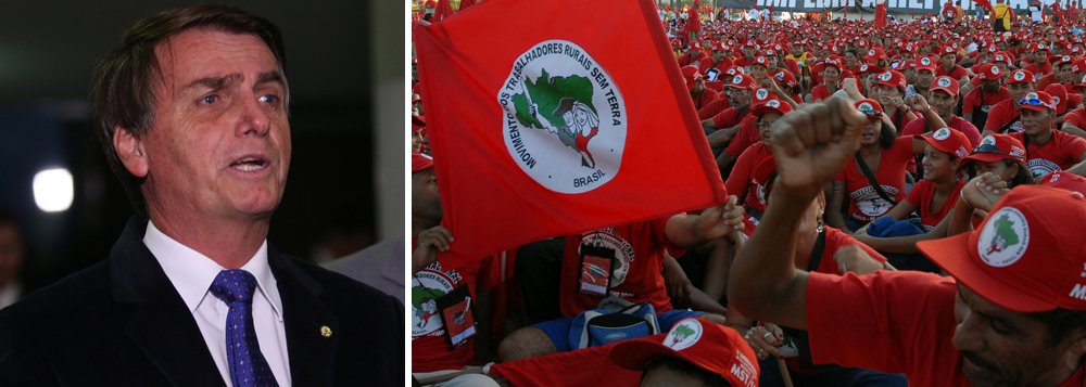 O pré-candidato do PSL à Presidência da República, Jair Bolsonaro, voltou a afirmar que os integrantes do MST e do Movimento dos MTST são "marginais que devem ser tratados como terroristas" e defendeu que eles sejam recebidos "à bala"; "A propriedade privada é sagrada. Temos que tipicar como terroristas as ações desses marginais. Invadiu? É chumbo!" disse; ele também defendeu até o uso de "lança-chamas" para reprimir os movimentos sociais e por reforma agrária (Foto: Paulo Emílio) O pré-candidato do PSL à Presidência da República, Jair Bolsonaro, voltou a afirmar que os integrantes do MST e do Movimento dos MTST são "marginais que devem ser tratados como terroristas" e defendeu que eles sejam recebidos "à bala"; "A propriedade privada é sagrada. Temos que tipicar como terroristas as ações desses marginais. Invadiu? É chumbo!" disse; ele também defendeu até o uso de "lança-chamas" para reprimir os movimentos sociais e por reforma agrária