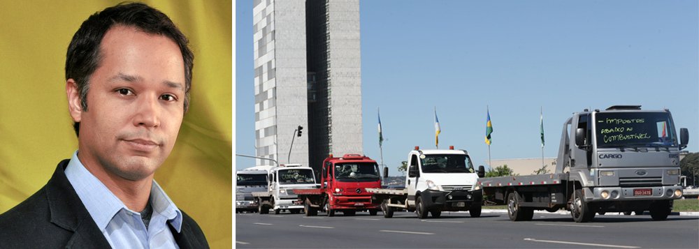 O apresentador Leonardo Stoppa destaca que a paralisação dos caminhoneiros pode ser o estopim para uma greve geral nacional; “Esse embrião de movimento é sim um chamativo para uma greve geral que contagie todos os trabalhadores. Não adianta ficar postando frases de impacto no Facebook o dia todo. Só com um levante popular conseguiremos arrancar Temer da presidência e libertar Lula”, salienta (Foto: Lais Gouveia) O apresentador Leonardo Stoppa destaca que a paralisação dos caminhoneiros pode ser o estopim para uma greve geral nacional; “Esse embrião de movimento é sim um chamativo para uma greve geral que contagie todos os trabalhadores. Não adianta ficar postando frases de impacto no Facebook o dia todo. Só com um levante popular conseguiremos arrancar Temer da presidência e libertar Lula”, salienta