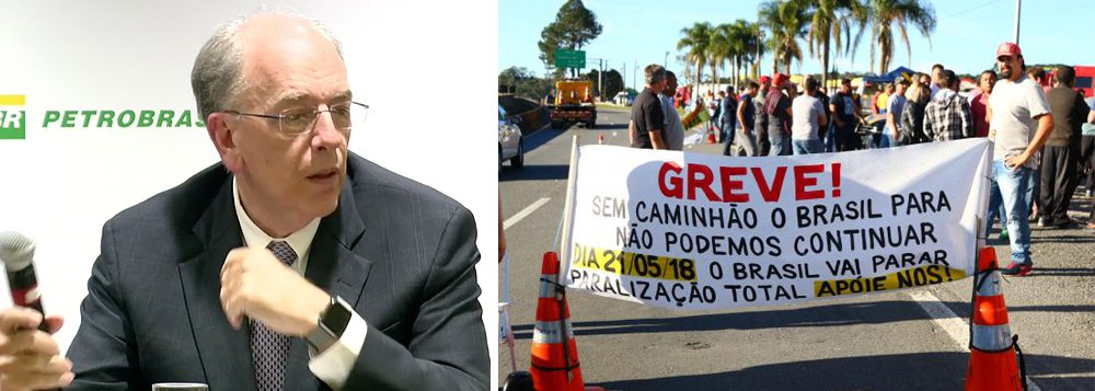 Com o caos no País em razão da greve dos caminhoneiros, que já paralisa estradas, fábricas e aeroportos, a Petrobras abandonou a política desastrosa de Pedro Parente e reduziu o diesel em 10% por 15 dias; petroleiros e engenheiros da estatal apontam Parente como o grande responsável pela confusão geral no País (Foto: Gisele Federicce) www.brasil247.com - Com o caos no País em razão da greve dos caminhoneiros, que já paralisa estradas, fábricas e aeroportos, a Petrobras abandonou a política desastrosa de Pedro Parente e reduziu o diesel em 10% por 15 dias; petroleiros e engenheiros da estatal apontam Parente como o grande responsável pela confusão geral no País