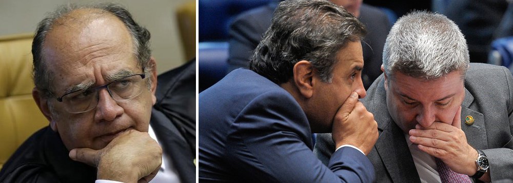 O ministro do Supremo Tribunal Federal (STF) Gilmar Mendes autorizou a prorrogação por mais 60 dias das investigações contra os senadores Aécio Neves e Antônio Anastasia, ambos do PSDB; inquérito em questão tem como base as delações premiadas de executivos da empreiteira Odebrecht e trata do suposto pagamento de R$ 1,8 milhão sob o pretexto de doação eleitoral à campanha de Anastasia ao governo mineiro; pedido dos recursos teria sido feito por Aécio
(Foto: Paulo Emílio) O ministro do Supremo Tribunal Federal (STF) Gilmar Mendes autorizou a prorrogação por mais 60 dias das investigações contra os senadores Aécio Neves e Antônio Anastasia, ambos do PSDB; inquérito em questão tem como base as delações premiadas de executivos da empreiteira Odebrecht e trata do suposto pagamento de R$ 1,8 milhão sob o pretexto de doação eleitoral à campanha de Anastasia ao governo mineiro; pedido dos recursos teria sido feito por Aécio