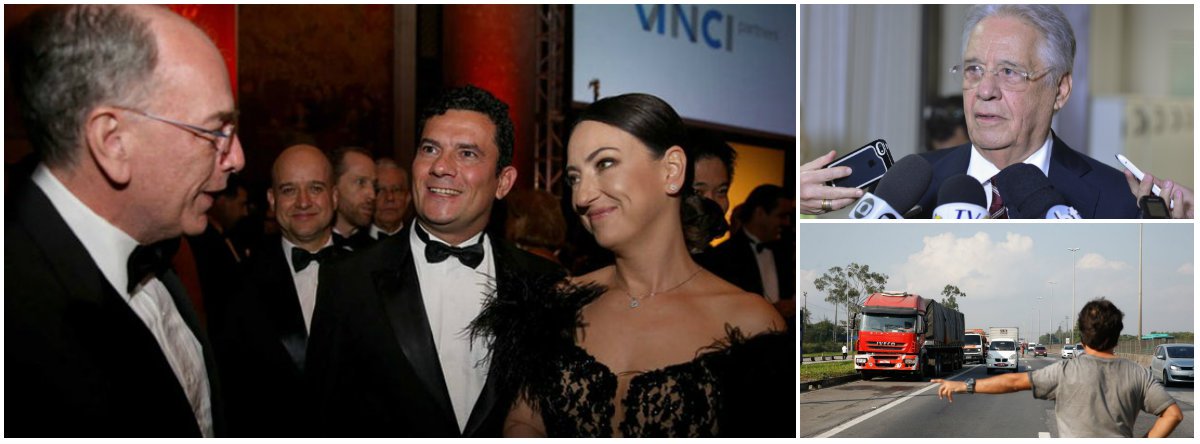 Por conta da greve, Sergio Moro suspendeu uma audiência prevista para a próxima segunda-feira 28 em que o ex-presidente FHC seria ouvido como testemunha do ex-presidente Lula no caso do sítio de Atibaia; Moro, que já tirou foto com Pedro Parente, presidente da Petrobras, aproveitou o despacho para fazer novas considerações políticas e criticou a greve dos caminhoneiros; Moro diz ser "excessivo" o bloqueio de estradas e pede "bom senso" aos manifestantes, sem citar a alta abusiva constante dos combustíveis (Foto: Gisele Federicce) Por conta da greve, Sergio Moro suspendeu uma audiência prevista para a próxima segunda-feira 28 em que o ex-presidente FHC seria ouvido como testemunha do ex-presidente Lula no caso do sítio de Atibaia; Moro, que já tirou foto com Pedro Parente, presidente da Petrobras, aproveitou o despacho para fazer novas considerações políticas e criticou a greve dos caminhoneiros; Moro diz ser "excessivo" o bloqueio de estradas e pede "bom senso" aos manifestantes, sem citar a alta abusiva constante dos combustíveis
