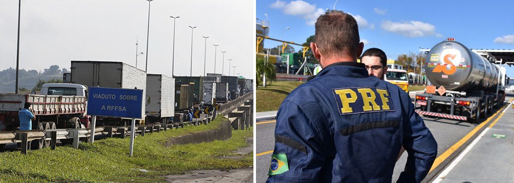 O Sindicato dos Policiais Rodoviários Federais no Paraná (SINPRF-PR) anunciou nesta sexta-feira, 25, apoio "ao legítimo movimento" desencadeado por caminhoneiros contra os sucessivos e abusivos aumentos de preço dos combustíveis; "A política de reajustes constantes dos combustíveis, ao passo que prejudica milhões de brasileiros, garante ao mercado econômico lucros crescentes, subvertendo completamente a ordem e o dever do Estado: de garantir equidade e justiça ao seu povo", dizem os policiais rodoviários; adesão ocorre no momento em que Michel Temer usa o Exército contra os caminhoneiros (Foto: Aquiles Lins) O Sindicato dos Policiais Rodoviários Federais no Paraná (SINPRF-PR) anunciou nesta sexta-feira, 25, apoio "ao legítimo movimento" desencadeado por caminhoneiros contra os sucessivos e abusivos aumentos de preço dos combustíveis; "A política de reajustes constantes dos combustíveis, ao passo que prejudica milhões de brasileiros, garante ao mercado econômico lucros crescentes, subvertendo completamente a ordem e o dever do Estado: de garantir equidade e justiça ao seu povo", dizem os policiais rodoviários; adesão ocorre no momento em que Michel Temer usa o Exército contra os caminhoneiros
