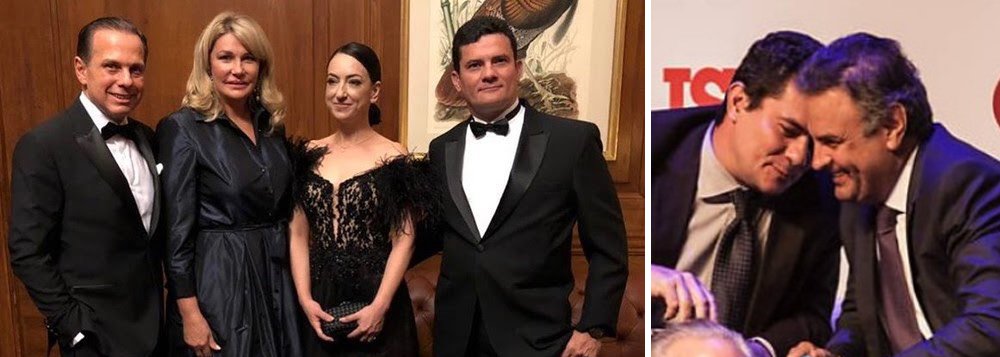 Numa viagem nababesca, o casal Moro foi a Nova York e posou alegremente ao lado do casal Doria; é a segunda imagem icônica do lugar que o juiz ocupa no Brasil; a primeira foi ao lado de Aécio Neves, em dezembro de 2016; em ambas as imagens, um clima de intimidade e parceria; o PSDB é um partido de sorte: tem Gilmar Mendes no STF, especialista em habeas corpus para tucanos, e tem um juiz para cuidar de tudo na Lava Jato e desfilar ao lado dos líderes emplumados enquanto persegue implacavelmente o PT (Foto: Mauro Lopes) Numa viagem nababesca, o casal Moro foi a Nova York e posou alegremente ao lado do casal Doria; é a segunda imagem icônica do lugar que o juiz ocupa no Brasil; a primeira foi ao lado de Aécio Neves, em dezembro de 2016; em ambas as imagens, um clima de intimidade e parceria; o PSDB é um partido de sorte: tem Gilmar Mendes no STF, especialista em habeas corpus para tucanos, e tem um juiz para cuidar de tudo na Lava Jato e desfilar ao lado dos líderes emplumados enquanto persegue implacavelmente o PT