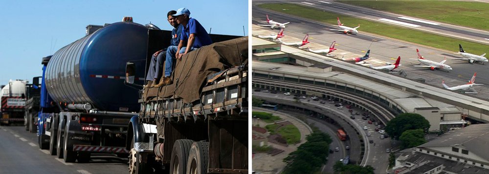 Em decorrência dos protestos dos caminhoneiros, que já bloqueiam estradas em 23 Estados e no Distrito Federal desde o início da semana contra a alta dos combustíveis, a Infraero alerta que cinco aeroportos só têm combustível suficiente para esta quarta-feira 23: Congonhas, em São Paulo, e os de Recife, Palmas, Maceió e Aracaju; outros seis aeroportos têm combustível para no máximo dois dias; após reunião no Planalto, caminhoneiros disseram que governo Temer não ofereceu nenhuma proposta concreta e decidiram manter a greve (Foto: Gisele Federicce) Em decorrência dos protestos dos caminhoneiros, que já bloqueiam estradas em 23 Estados e no Distrito Federal desde o início da semana contra a alta dos combustíveis, a Infraero alerta que cinco aeroportos só têm combustível suficiente para esta quarta-feira 23: Congonhas, em São Paulo, e os de Recife, Palmas, Maceió e Aracaju; outros seis aeroportos têm combustível para no máximo dois dias; após reunião no Planalto, caminhoneiros disseram que governo Temer não ofereceu nenhuma proposta concreta e decidiram manter a greve