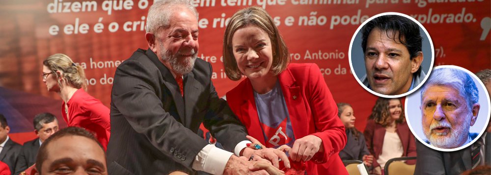 A senadora Gleisi Hoffmann discute hoje com governadores do PT a nomeação do candidato a vice-presidente para compor a chapa com Lula; a ideia de Gleisi e dos governadores é que o vice percorra o país falando em nome de Lula; Haddad, responsável pelo plano de governo, é um dos nomes cogitados; outro, o ex-chanceler Celso Amorim (Foto: Gustavo Conde) A senadora Gleisi Hoffmann discute hoje com governadores do PT a nomeação do candidato a vice-presidente para compor a chapa com Lula; a ideia de Gleisi e dos governadores é que o vice percorra o país falando em nome de Lula; Haddad, responsável pelo plano de governo, é um dos nomes cogitados; outro, o ex-chanceler Celso Amorim
