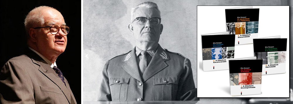 Com a revelação de que Geisel autorizou pessoalmente o assassinato de opositores da ditadura, cai por terra o mito Elio Gaspari. Incensado por boa parte da imprensa como "gênio", Gaspari construiu em seus quatro livros sobre Ernesto Geisel a ficção de que o general-presidente seria um déspota esclarecido que teria combatido a "linha dura" conduzido o país com firmeza e clarividência de volta à democracia. Era cascata; leia o artigo do colunista Mauro Lopes (Foto: Mauro Lopes) Com a revelação de que Geisel autorizou pessoalmente o assassinato de opositores da ditadura, cai por terra o mito Elio Gaspari. Incensado por boa parte da imprensa como "gênio", Gaspari construiu em seus quatro livros sobre Ernesto Geisel a ficção de que o general-presidente seria um déspota esclarecido que teria combatido a "linha dura" conduzido o país com firmeza e clarividência de volta à democracia. Era cascata; leia o artigo do colunista Mauro Lopes