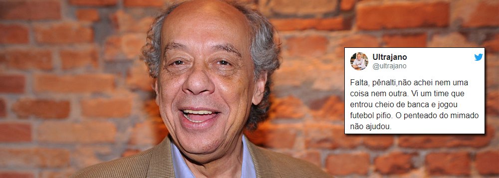 O jornalista José Trajano tuíta sobre o jogo Brasil x Suíça; ele diz: "Falta, pênalti,não achei nem uma coisa nem outra; vi um time que entrou cheio de banca e jogou futebol pífio; o penteado do mimado não ajudou". Trajano alude indiretamente à eterna reclamação com o juiz quando a seleção brasileira tem uma mau resultado (Foto: Gustavo Conde) O jornalista José Trajano tuíta sobre o jogo Brasil x Suíça; ele diz: "Falta, pênalti,não achei nem uma coisa nem outra; vi um time que entrou cheio de banca e jogou futebol pífio; o penteado do mimado não ajudou". Trajano alude indiretamente à eterna reclamação com o juiz quando a seleção brasileira tem uma mau resultado