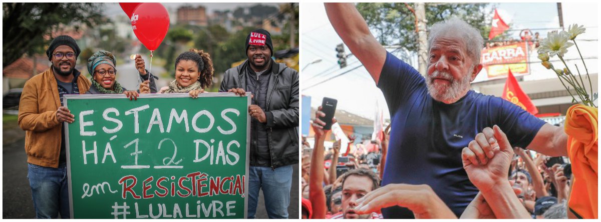O ex-presidente Lula se entregou à Polícia Federal no dia 7 de abril, mas continua recebendo o apoio de vários manifestantes com uma vigília próximo à sede da Polícia Federal no Paraná, onde ele se encontra preso; apesar de estar detido por ter sido condenado sem provas, ele é líder absoluto em todas as pesquisas eleitorais (Foto: Leonardo Lucena) O ex-presidente Lula se entregou à Polícia Federal no dia 7 de abril, mas continua recebendo o apoio de vários manifestantes com uma vigília próximo à sede da Polícia Federal no Paraná, onde ele se encontra preso; apesar de estar detido por ter sido condenado sem provas, ele é líder absoluto em todas as pesquisas eleitorais