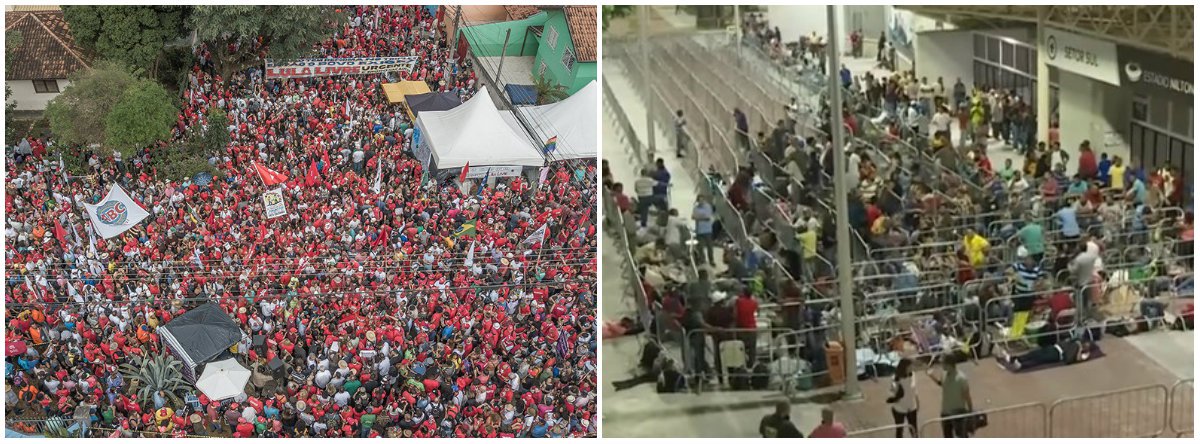 "Duas multidões se formaram ontem, sem merecerem muita atenção para seus dramas. Uma, em Curitiba, pedindo a libertação de Lula, o presidente que cuidou do emprego e de dar um mínimo de dignidade aos trabalhadores. Outra, junto ao estádio do Engenhão, no subúrbio do Rio de Janeiro, formada por 30 mil trabalhadores que buscam um emprego e um mínimo de dignidade", diz Fernando Brito, no Tijolaço; "Mas existem e representam milhões, para os quais jornais e 'mercado' não têm o que dizer" (Foto: Leonardo Lucena) "Duas multidões se formaram ontem, sem merecerem muita atenção para seus dramas. Uma, em Curitiba, pedindo a libertação de Lula, o presidente que cuidou do emprego e de dar um mínimo de dignidade aos trabalhadores. Outra, junto ao estádio do Engenhão, no subúrbio do Rio de Janeiro, formada por 30 mil trabalhadores que buscam um emprego e um mínimo de dignidade", diz Fernando Brito, no Tijolaço; "Mas existem e representam milhões, para os quais jornais e 'mercado' não têm o que dizer"