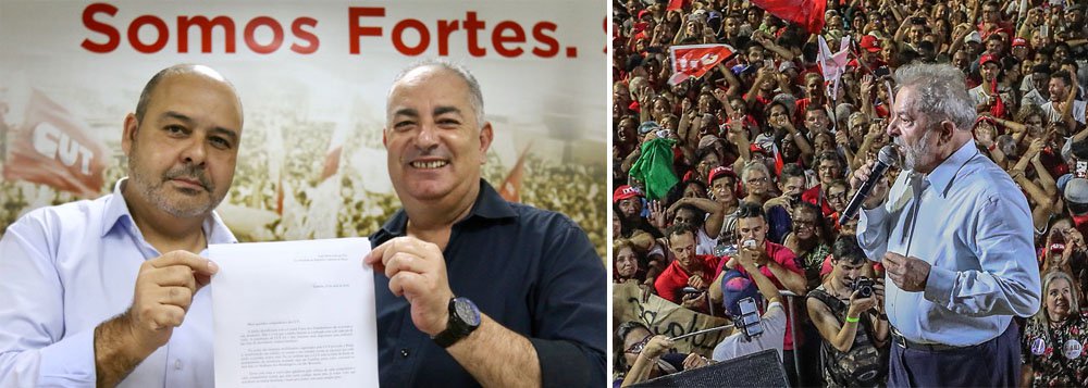 Em carta à Central Única dos Trabalhadores (CUT), o ex-presidente Lula, que está mantido coimo preso político há 18 dias em Curitiba, agradeceu o apoio dos trabalhadores na luta pela sua libertação; "Não é a toa que a minha história se confunde com a de cada um de vocês. A construção da CUT foi o fato histórico mais importante para a unificação das lutas do movimento sindical brasileiro", disse Lula; "A todos vocês que acreditam na minha inocência e lutam por justiça, serei para sempre grato", diz Lula (Foto: Aquiles Lins) Em carta à Central Única dos Trabalhadores (CUT), o ex-presidente Lula, que está mantido coimo preso político há 18 dias em Curitiba, agradeceu o apoio dos trabalhadores na luta pela sua libertação; "Não é a toa que a minha história se confunde com a de cada um de vocês. A construção da CUT foi o fato histórico mais importante para a unificação das lutas do movimento sindical brasileiro", disse Lula; "A todos vocês que acreditam na minha inocência e lutam por justiça, serei para sempre grato", diz Lula
