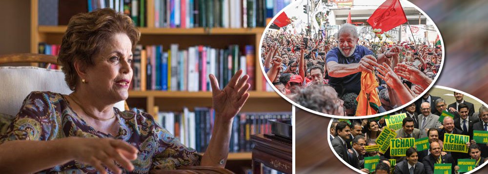 A presidente deposta Dilma Rousseff defendeu que a eleição do ex-presidente Lula, que está preso em Curitiba, é o único caminho para barrar o golpe parlamentar iniciado em 2016 com o seu processo de impeachment; "Recuar disso é aceitar que ele seja culpado, e isso não aceitaremos. Ele não é culpado nem jurídica, nem politicamente", afirmou; leia sua entrevista ao site Brasil de Fato (Foto: Paulo Emílio) A presidente deposta Dilma Rousseff defendeu que a eleição do ex-presidente Lula, que está preso em Curitiba, é o único caminho para barrar o golpe parlamentar iniciado em 2016 com o seu processo de impeachment; "Recuar disso é aceitar que ele seja culpado, e isso não aceitaremos. Ele não é culpado nem jurídica, nem politicamente", afirmou; leia sua entrevista ao site Brasil de Fato