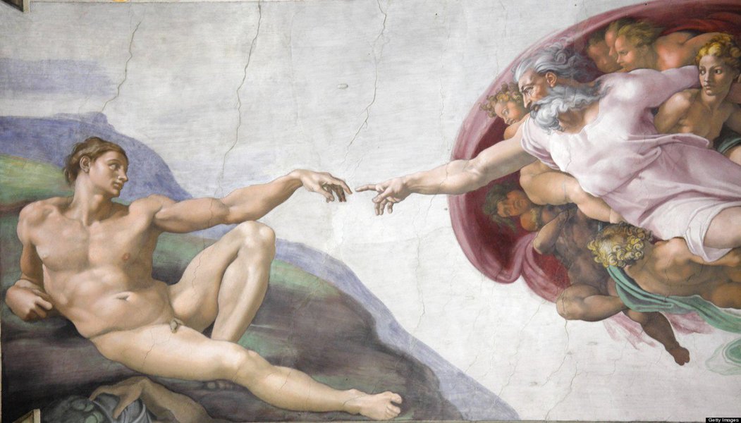 Criação de Adão, Capela Sistina, Michelangelo (Foto: Luiz Alberto Gómez de Souza) Criação de Adão, Capela Sistina, Michelangelo