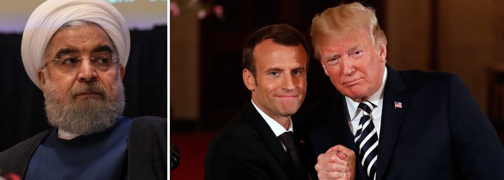 O presidente iraniano Hassan Rohani foi o primeiro a reagir, afirmando que Trump e Macron não têm o direito de rever um acordo concluído depois de negociações entre sete países (Foto: Reinaldo) O presidente iraniano Hassan Rohani foi o primeiro a reagir, afirmando que Trump e Macron não têm o direito de rever um acordo concluído depois de negociações entre sete países