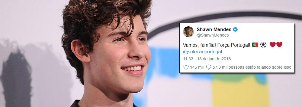 O cantor canadense Shawn Mendes lançou uma música de apoio a Portugal na Copa do Mundo de 2018. A canção é uma versão de "In My Blood" e a Federação Portuguesa de Futebol a considera como a música oficial do time no Mundial; Shawn publicou um post em português em apoio a Portugal na Copa; fãs não perdoaram; confiram alguns tuits (Foto: Leonardo Lucena) O cantor canadense Shawn Mendes lançou uma música de apoio a Portugal na Copa do Mundo de 2018. A canção é uma versão de "In My Blood" e a Federação Portuguesa de Futebol a considera como a música oficial do time no Mundial; Shawn publicou um post em português em apoio a Portugal na Copa; fãs não perdoaram; confiram alguns tuits
