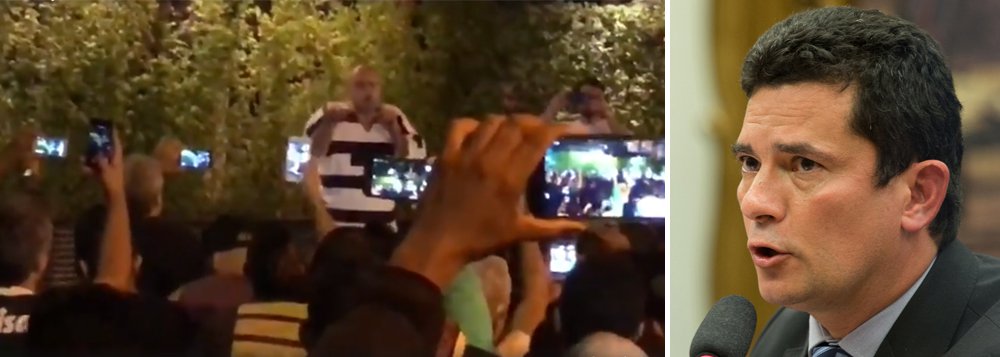 No vídeo que representa o fascismo brasileiro, Oscar Maroni, dono do Bahamas, celebra a ordem de prisão contra o ex-presidente Lula, expedida por Sergio Moro, e é chamado de "mito" por seus seguidores descerebrados (Foto: Leonardo Attuch) No vídeo que representa o fascismo brasileiro, Oscar Maroni, dono do Bahamas, celebra a ordem de prisão contra o ex-presidente Lula, expedida por Sergio Moro, e é chamado de "mito" por seus seguidores descerebrados