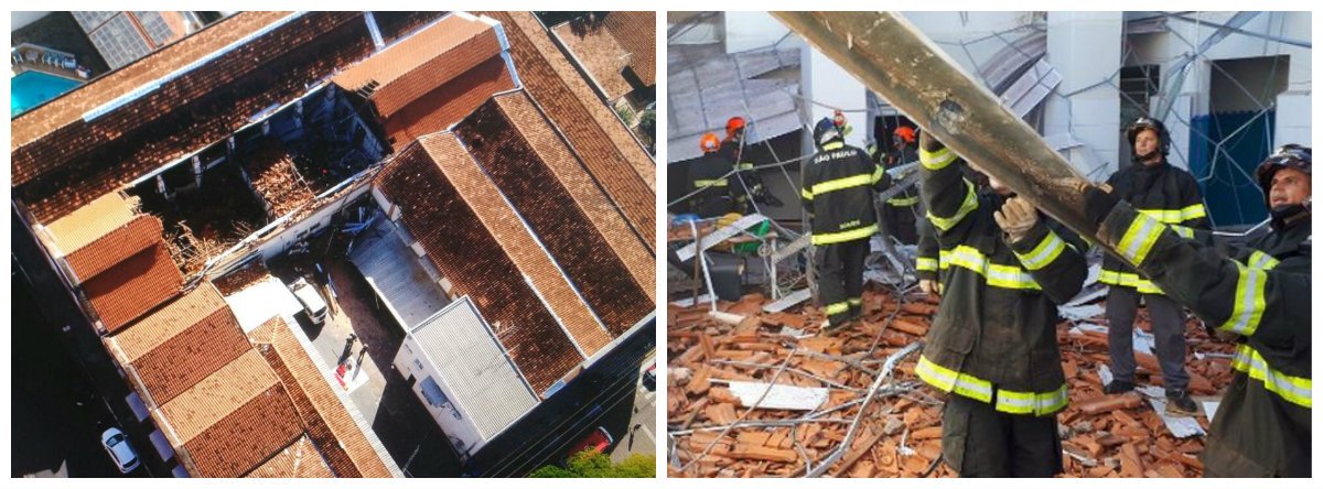 O teto da escola infantil Diomira Napoleone Paschoal, localizada em Agudos, desabou deixando, segundo informações preliminares, cerca de 13 crianças feridas e quatro adultos; escola é um berçário que atende crianças 130 crianças com idades entre seis meses e 4 anos; funcionários da escola contam que, após o desabamento do teto do refeitório, correram para tirar as crianças que tomavam lanche no local (Foto: Voney Malta) O teto da escola infantil Diomira Napoleone Paschoal, localizada em Agudos, desabou deixando, segundo informações preliminares, cerca de 13 crianças feridas e quatro adultos; escola é um berçário que atende crianças 130 crianças com idades entre seis meses e 4 anos; funcionários da escola contam que, após o desabamento do teto do refeitório, correram para tirar as crianças que tomavam lanche no local
