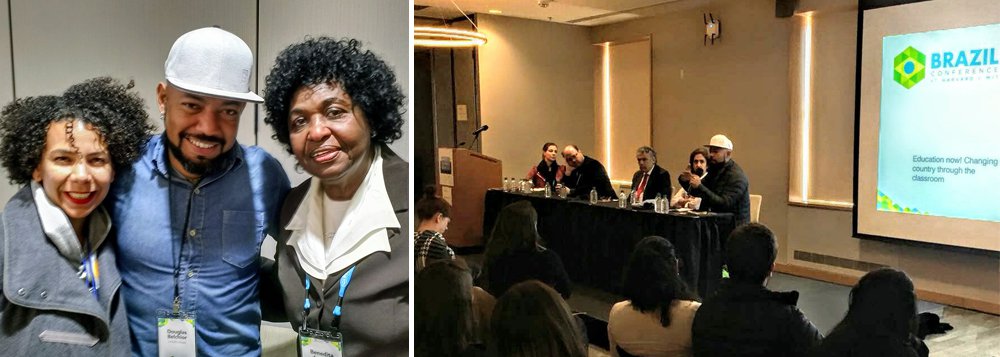 Historiador, professor e fundador da Uneafro, Douglas Belchior, participou do evento Brazil Conference at Harvard & MIT, em Boston (EUA), onde foram debatidas soluções para o futuro do Brasil; em sua fala, Douglas contextualizou a relação dos negros com a educação ainda no período pós-escravidão; "Depois do fim da escravidão, a permanência da ausência de negros nos espaços escolares continua. E a preocupação com a educação sempre foi algo fundamental da elaboração política dos negros organizados", afirmou (Foto: Paulo Emílio) Historiador, professor e fundador da Uneafro, Douglas Belchior, participou do evento Brazil Conference at Harvard & MIT, em Boston (EUA), onde foram debatidas soluções para o futuro do Brasil; em sua fala, Douglas contextualizou a relação dos negros com a educação ainda no período pós-escravidão; "Depois do fim da escravidão, a permanência da ausência de negros nos espaços escolares continua. E a preocupação com a educação sempre foi algo fundamental da elaboração política dos negros organizados", afirmou