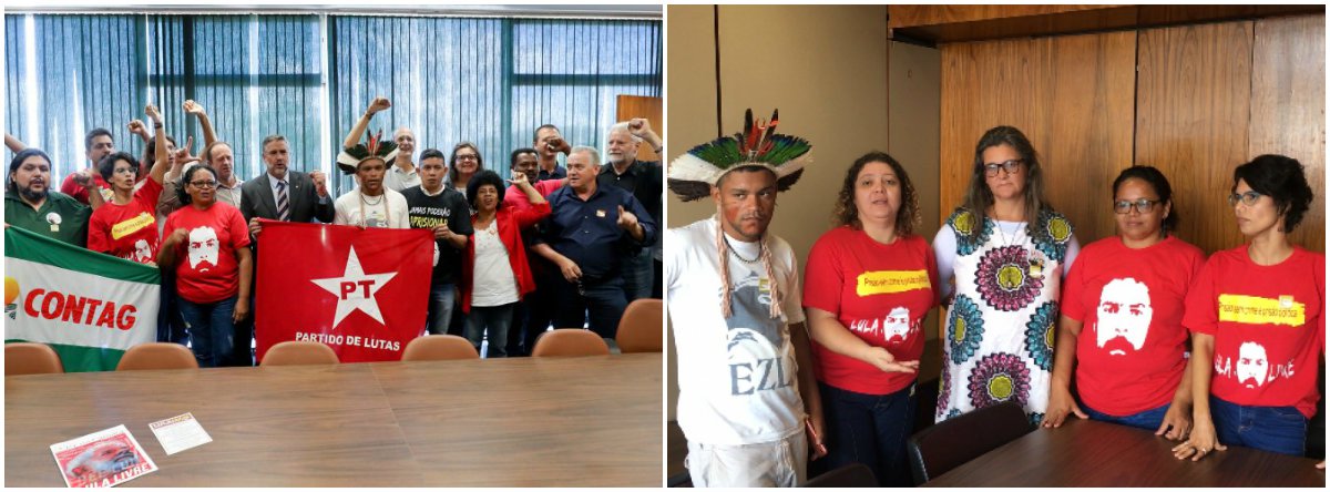 Integrantes da Comissão Nacional de Agroecologia e Produção Orgânica (Cnapo) foram barrados nesta quinta-feira 26 no anexo I do Palácio do Planalto por estarem vestindo uma camisa com os dizeres #LulaLivre!. O fato acabou gerando protestos e impedindo a realização da 20ª Plenária da Comissão Nacional de Agroecologia e Produção Orgânica; a arbitrariedade foi denunciada por integrantes de movimentos sociais e representantes da sociedade civil como mais um ato truculento do governo ilegítimo Michel Temer (Foto: Gisele Federicce) Integrantes da Comissão Nacional de Agroecologia e Produção Orgânica (Cnapo) foram barrados nesta quinta-feira 26 no anexo I do Palácio do Planalto por estarem vestindo uma camisa com os dizeres #LulaLivre!. O fato acabou gerando protestos e impedindo a realização da 20ª Plenária da Comissão Nacional de Agroecologia e Produção Orgânica; a arbitrariedade foi denunciada por integrantes de movimentos sociais e representantes da sociedade civil como mais um ato truculento do governo ilegítimo Michel Temer
