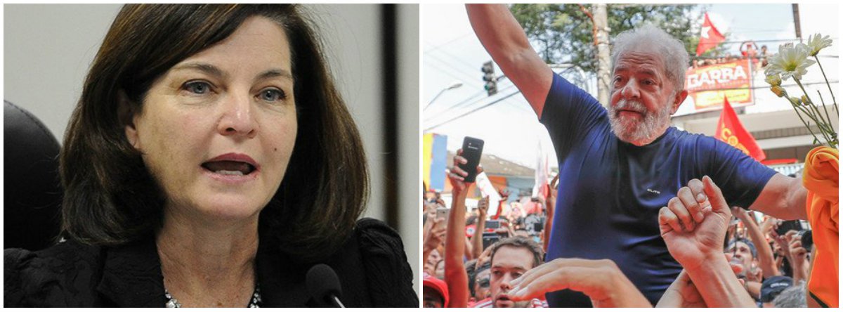 Após a procuradora-geral da República, Raquel Dodge, oferecer denúncia contra o ex-presidente Lula e membros do PT nesta segunda-feira (30), véspera deste 1º de maio, que terá ato unificado de sete centrais sindicais e várias mobilizações pela liberdade dele e contra a Reforma Trabalhista, o partido afirma que, mais uma vez, o órgão "atua de maneira irresponsável, formalizando denúncias sem provas a partir de delações negociadas com criminosos em troca de benefícios penais e financeiros"; "A denúncia irresponsável da PGR vem no momento em que o ex-presidente Lula, mesmo preso ilegalmente, lidera todas as pesquisas para ser eleito o próximo presidente pela vontade do povo brasileiro" (Foto: Leonardo Lucena) Após a procuradora-geral da República, Raquel Dodge, oferecer denúncia contra o ex-presidente Lula e membros do PT nesta segunda-feira (30), véspera deste 1º de maio, que terá ato unificado de sete centrais sindicais e várias mobilizações pela liberdade dele e contra a Reforma Trabalhista, o partido afirma que, mais uma vez, o órgão "atua de maneira irresponsável, formalizando denúncias sem provas a partir de delações negociadas com criminosos em troca de benefícios penais e financeiros"; "A denúncia irresponsável da PGR vem no momento em que o ex-presidente Lula, mesmo preso ilegalmente, lidera todas as pesquisas para ser eleito o próximo presidente pela vontade do povo brasileiro"