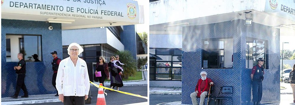 O ganhador do Prêmio Nobel da Paz, Adolfo Perez Esquivel, continua aguardando a liberação para conseguir visitar o ex-presidente Lula, na sede da PF, em Curitiba; “Até o momento, as portas estão fechadas, mas temos de abri-las”, disse o argentino, ao lado do teólogo Leonardo Boff, que também está tentando ter acesso a Lula; assista ao vídeo (Foto: Aquiles Lins) O ganhador do Prêmio Nobel da Paz, Adolfo Perez Esquivel, continua aguardando a liberação para conseguir visitar o ex-presidente Lula, na sede da PF, em Curitiba; “Até o momento, as portas estão fechadas, mas temos de abri-las”, disse o argentino, ao lado do teólogo Leonardo Boff, que também está tentando ter acesso a Lula; assista ao vídeo