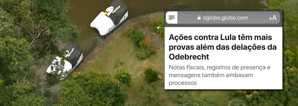 Agora que as delações da Odebrecht terão que vir para São Paulo, a Globo apela para os pedalinhos do sítio de Atibaia (SP); para o jornal da família Marinho, as novas provas são as viagens feitas por Lula ao sítio de Atibaia, além de notas fiscais e bens pessoais pertencentes à família de Lula encontrados no local, como os pedalinhos que ficavam em um lago, e até mesmo a instalação de câmaras de segurança necessárias á segurança do ex-presidente (Foto: Paulo Emílio) Agora que as delações da Odebrecht terão que vir para São Paulo, a Globo apela para os pedalinhos do sítio de Atibaia (SP); para o jornal da família Marinho, as novas provas são as viagens feitas por Lula ao sítio de Atibaia, além de notas fiscais e bens pessoais pertencentes à família de Lula encontrados no local, como os pedalinhos que ficavam em um lago, e até mesmo a instalação de câmaras de segurança necessárias á segurança do ex-presidente